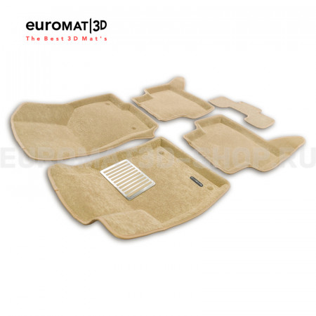 Текстильные 3D коврики Euromat3D Lux в салон для Skoda Octavia A7 (2013-2020) № EM3D-004507T Бежевые