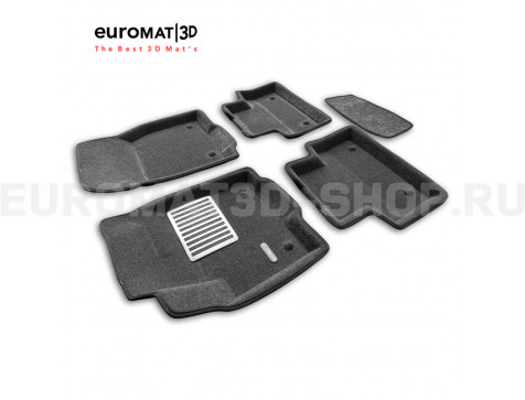 Текстильные 3D коврики Euromat3D Lux в салон для Jaguar E-Pace (2018-) № EM3D-002757G Серые