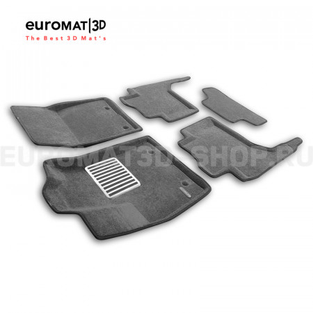 Текстильные 3D коврики Euromat3D Lux в салон для Toyota Land Cruiser 300 (2021-) № EM3D-005109G Серые