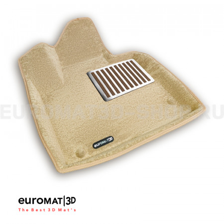 Текстильные 3D коврики Euromat3D Lux в салон для Hyundai Santa Fe (2013-2017) № EM3D-002723T Бежевые